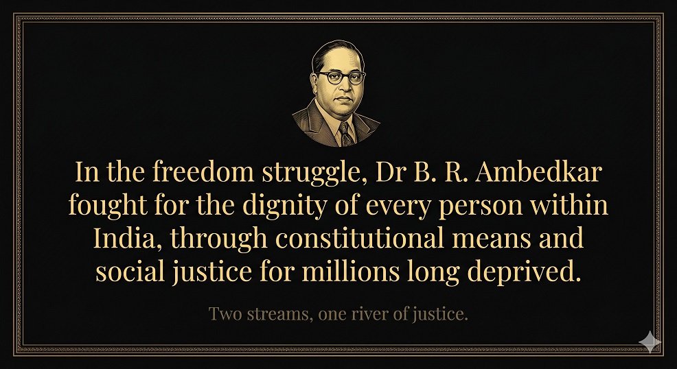 Dr B. R. Ambedkar fought for the freedom of all Indians from all forms of oppression through constitutional means and social justice